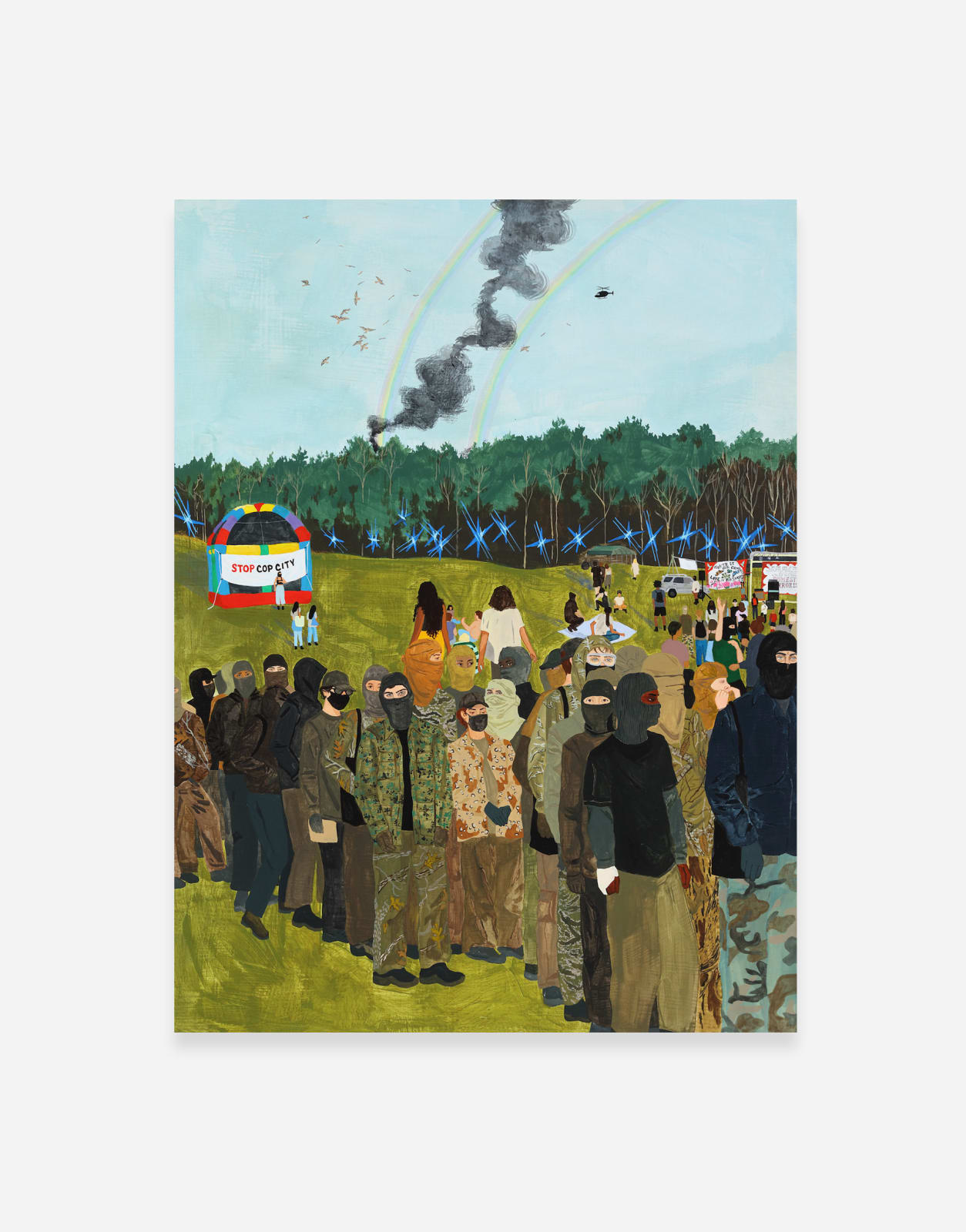 Dianna Settles, And when the time for the breaking of the law is here, be sure it is to take place in the matrix of our everyday thoughts and fantasies, our wonderment at how we got from there to here. (The black and green snake fights the blue one), 2023