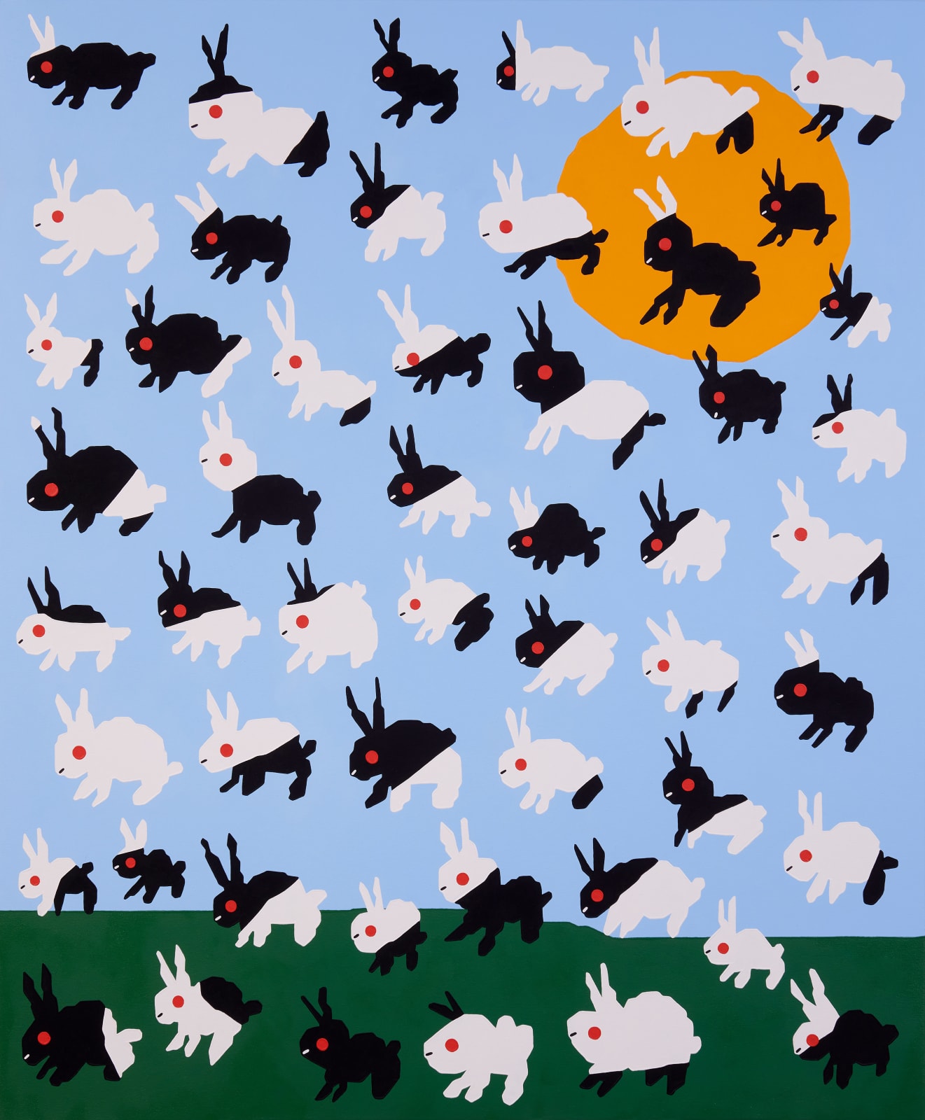 Dana Slijboom, Black and White Bunnies on a Sunny Day, 2023
