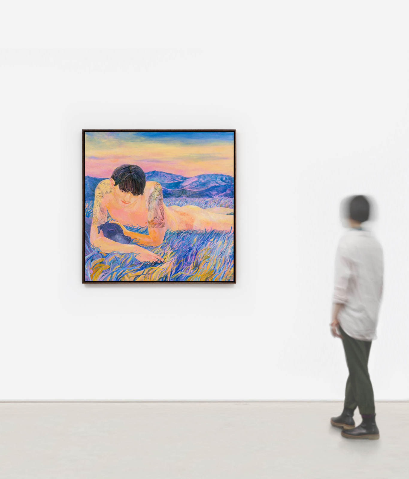 Minami Kobayashi, A dog and a man with lion and peony tattoos, 2023