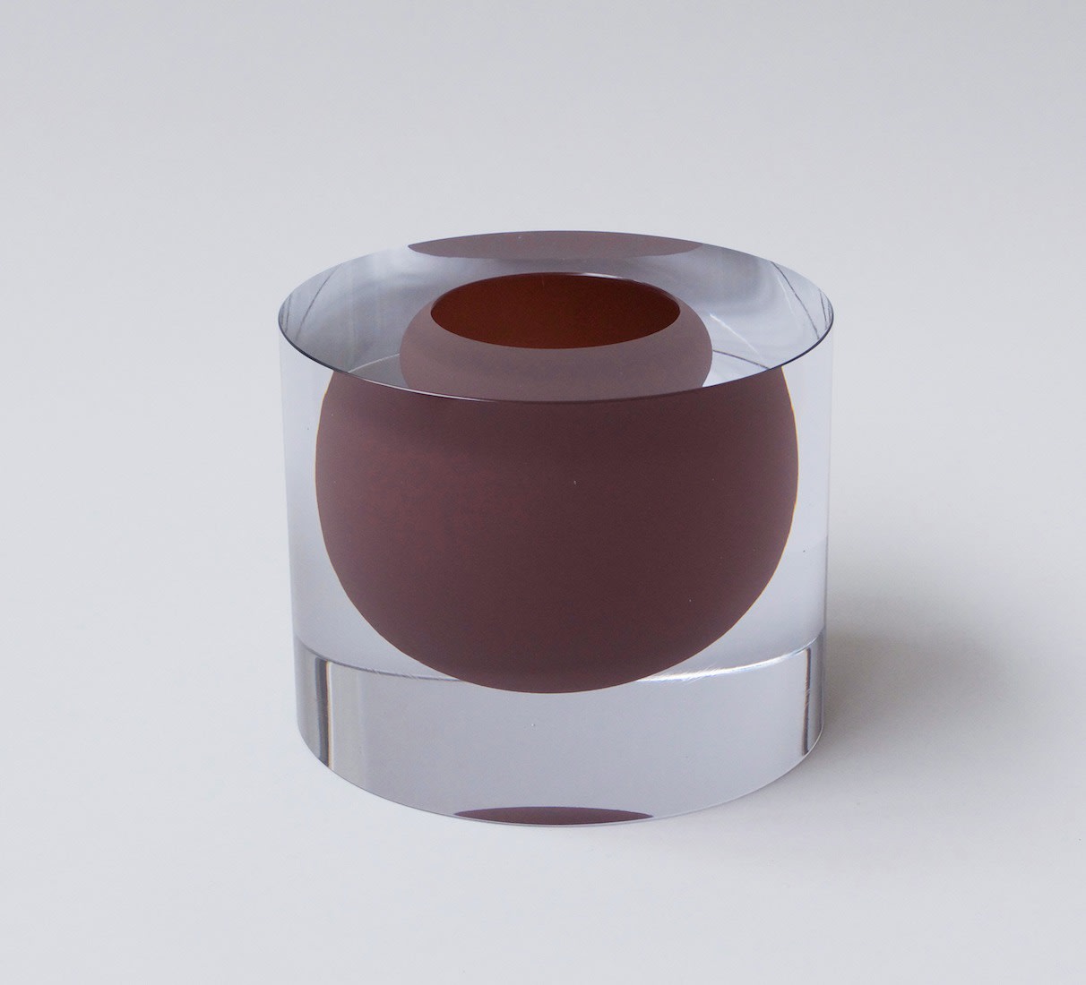 Tora Urup, Cylinder with floating bowl. Plum, 2015