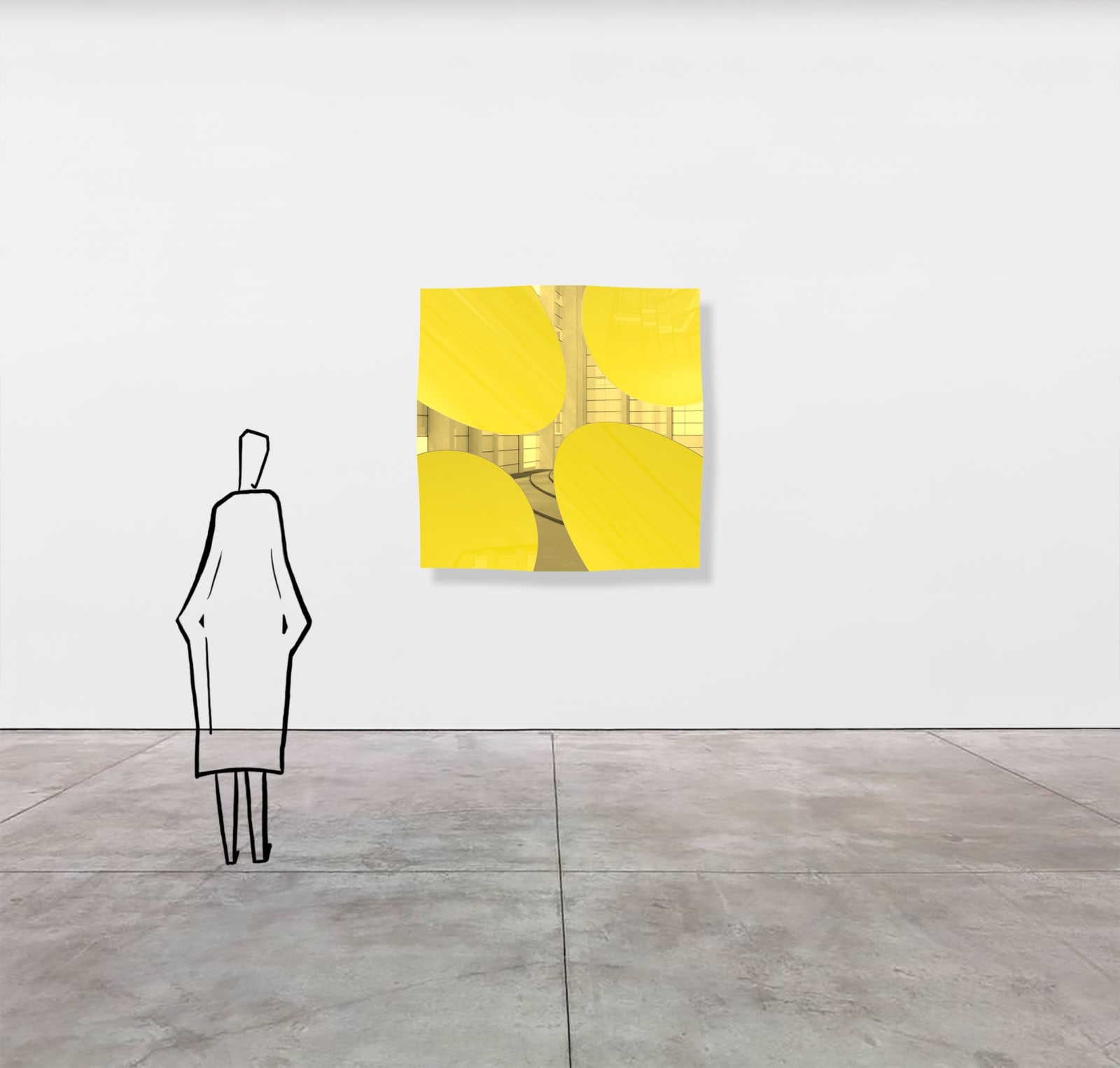 Mark Eisen, Gold square with concave yellow circles and ellipses, 2017
