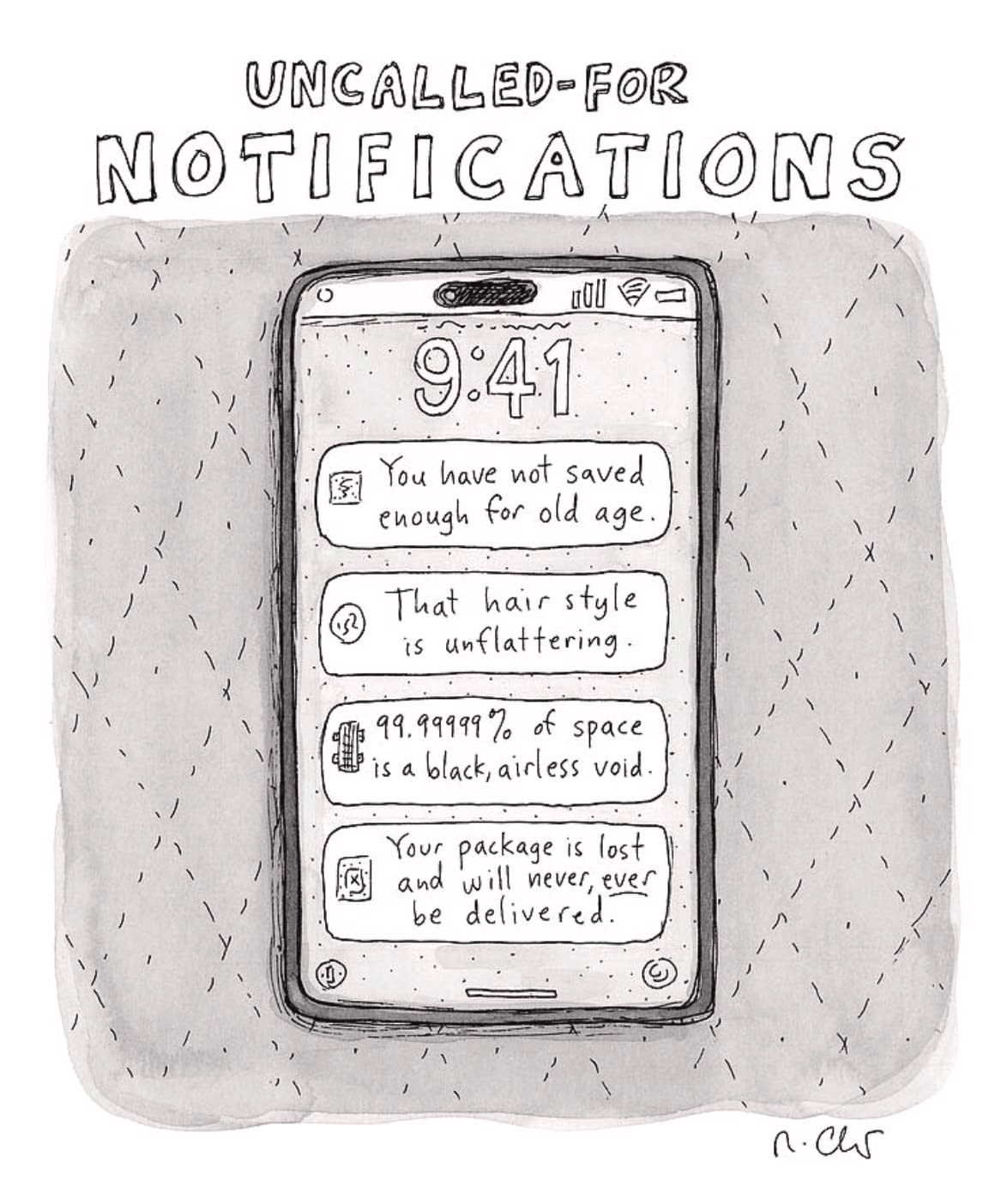 Roz Chast, Uncalled-For Notifications, 2025 April 28