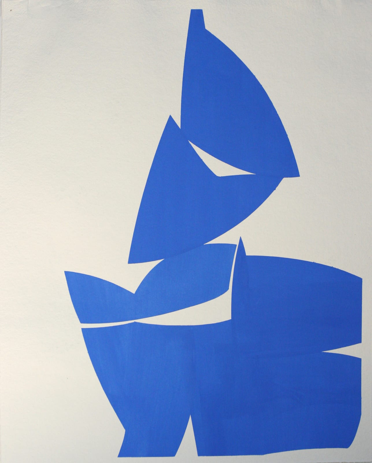 Blue geometric abstract work on handmade paper