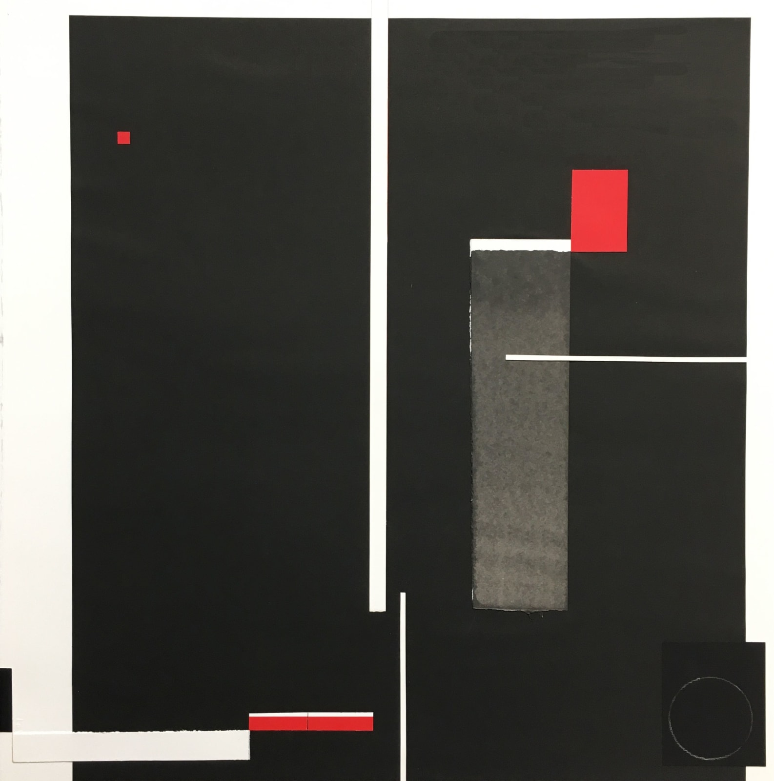 abstract black white and red paper collage