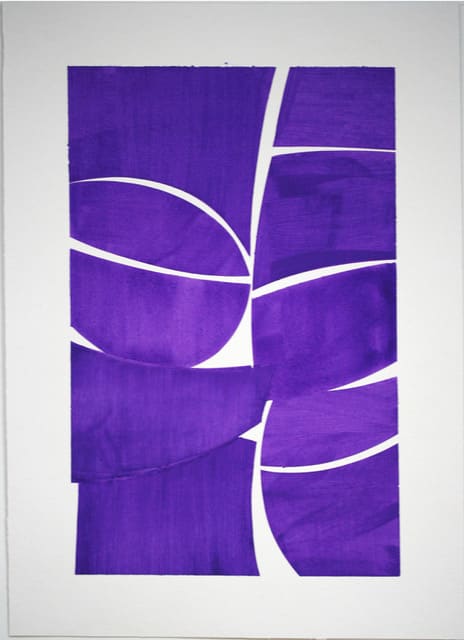 Geometric purple abstract painting on paper