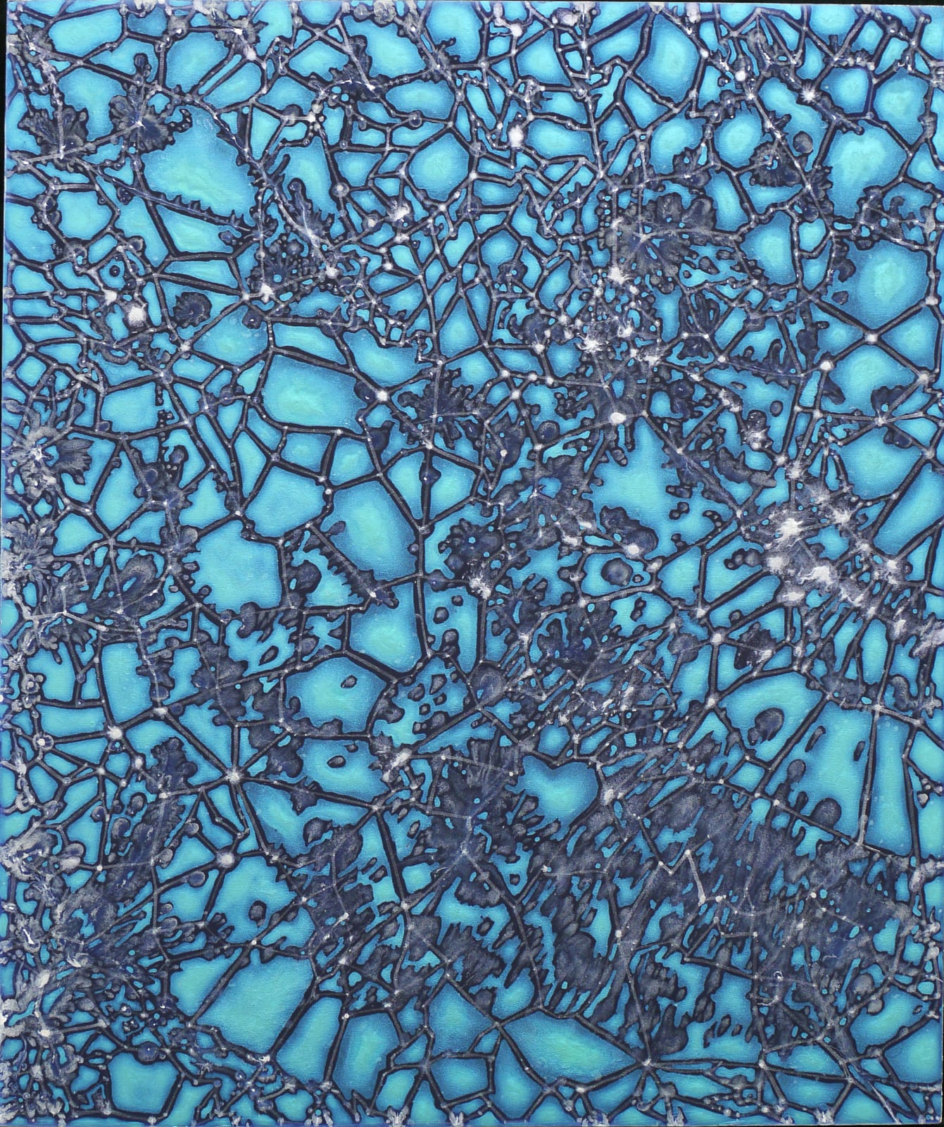 Blue abstract net painting