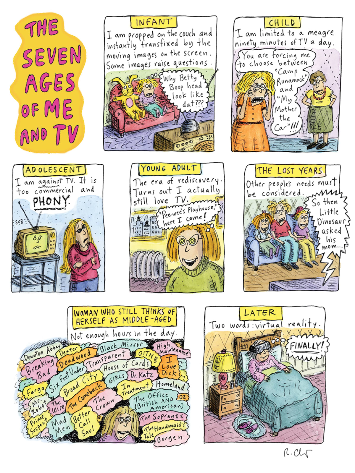 Roz Chast, The Seven Ages of Me and TV, 2017, Sept. 4