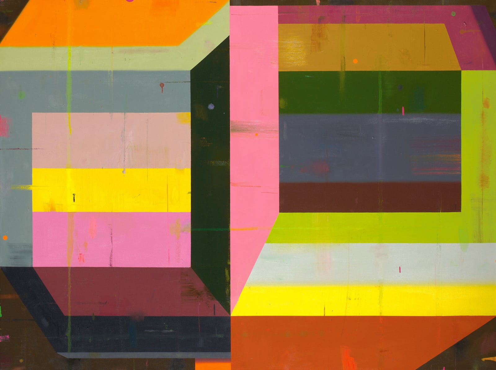 Bright, multi colored geometric painting