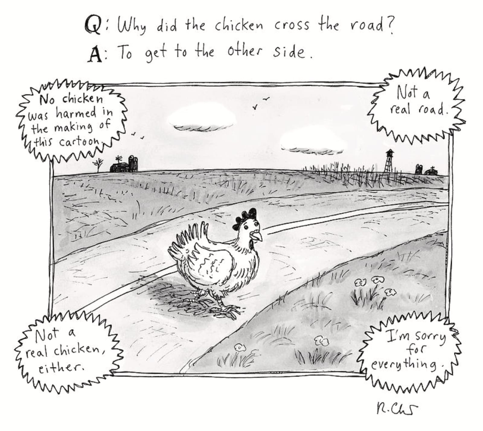 Roz Chast, Why Did the Chicken Cross the Road, 2018, Oct. 15