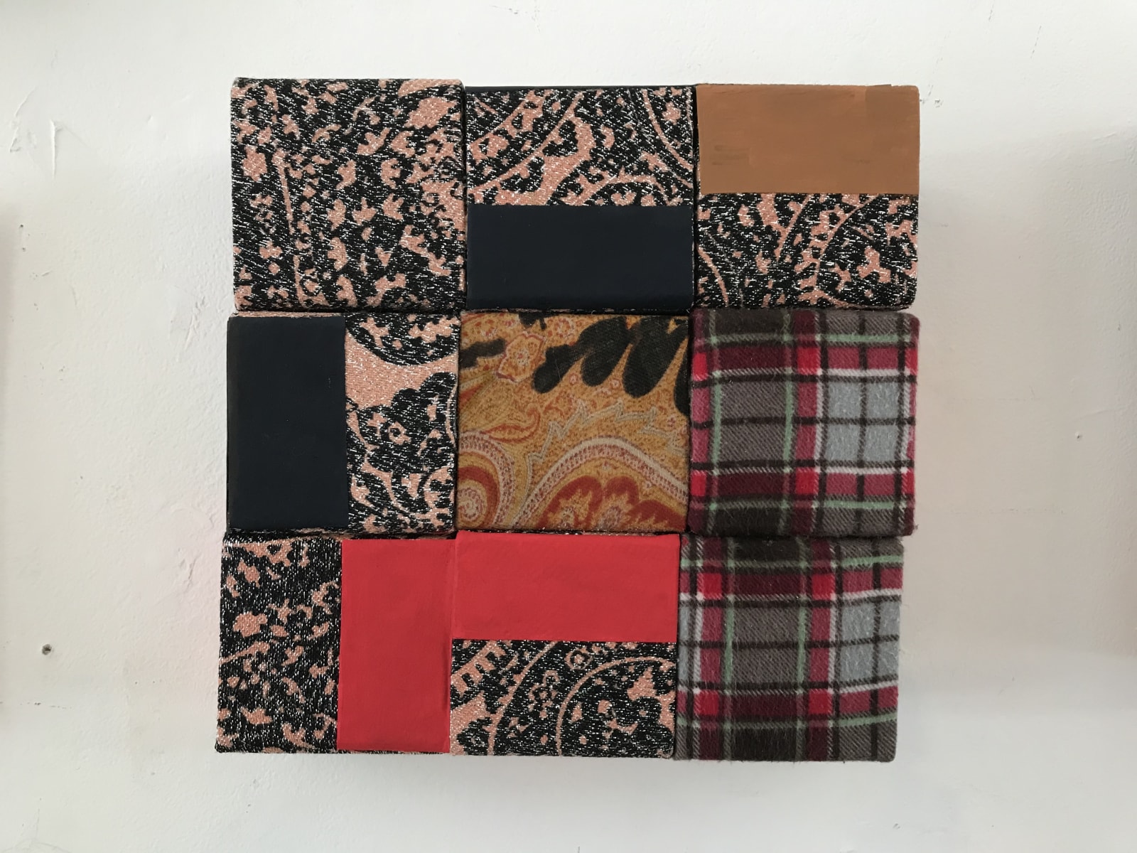 Mixed fabric panels on wood