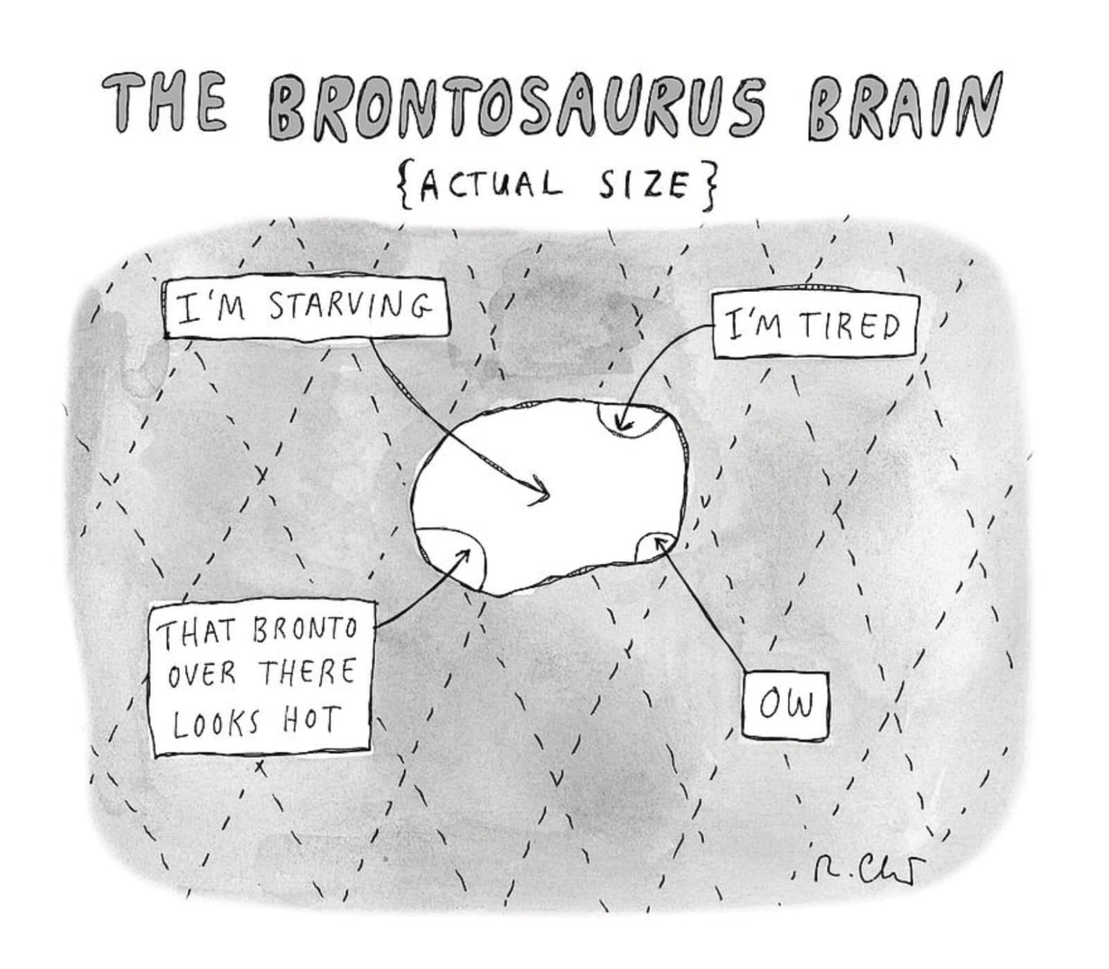 Roz Chast, The Brontosaurus Brain, 2019, Aug. 19