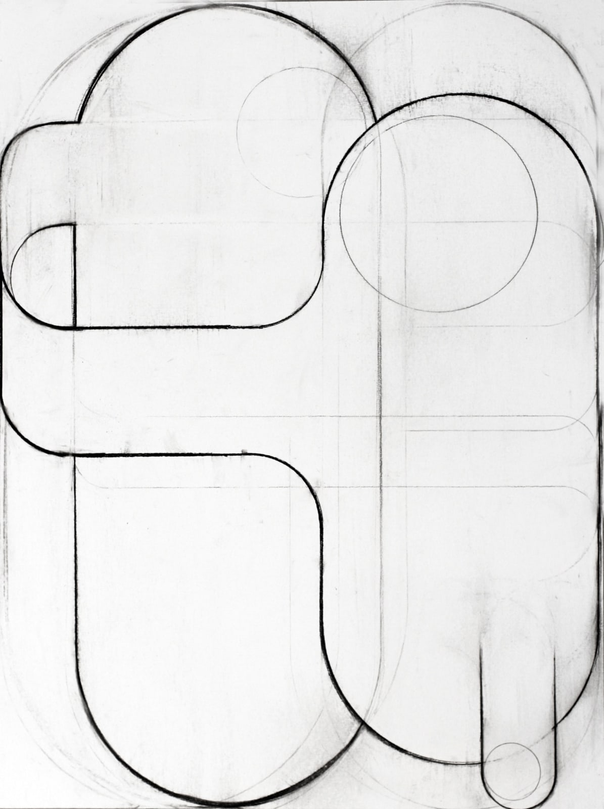 Greyscale geometric abstract drawing on on paper