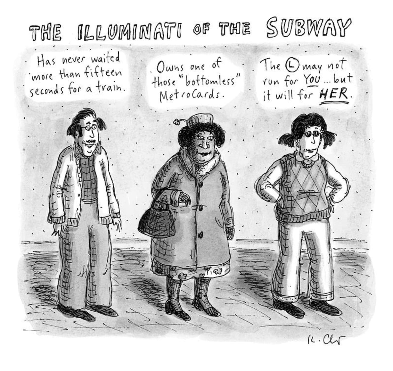 Roz Chast, The Illuminati of the Subway, 2017, Oct. 9