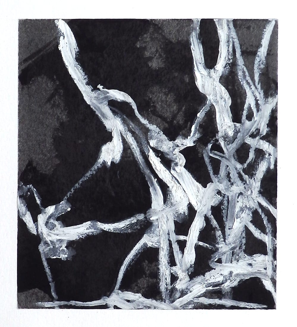 abstract black and white drawing with white border