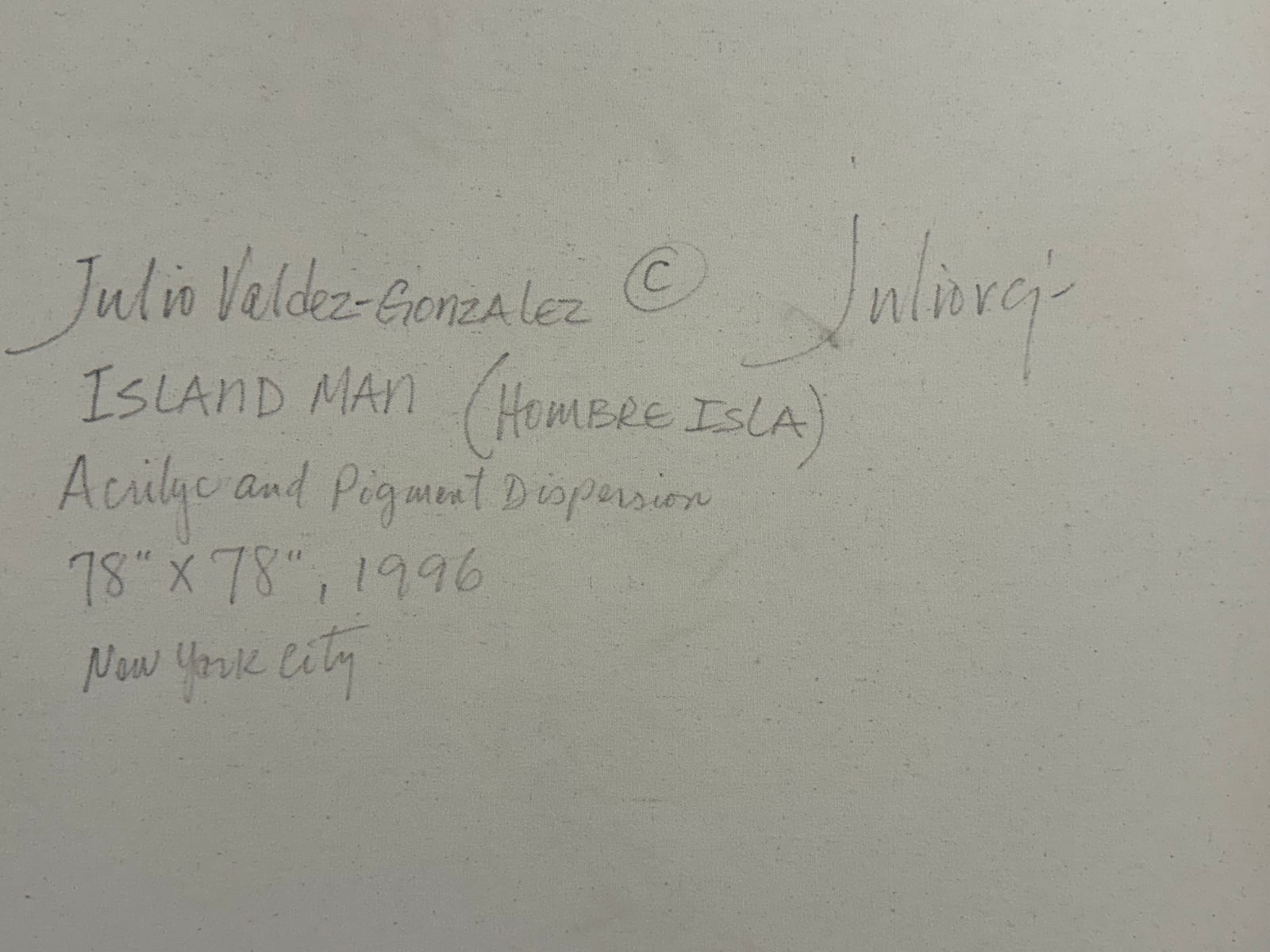 Julio Valdez-Gonzalez, Island Man (Hombre Isla), 1996