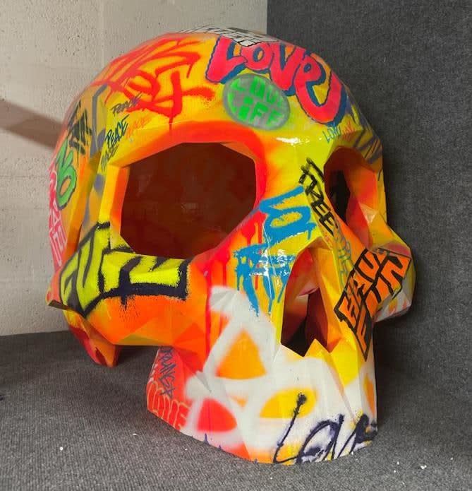 Richard Orlinski, 100 cm Skull Tagged Resin