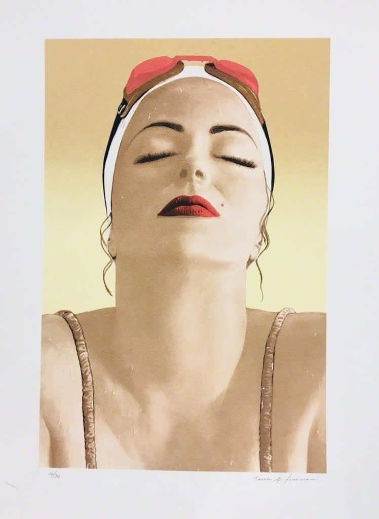 Carole A. Feuerman, Catalina Yellow Diamond Dust Background