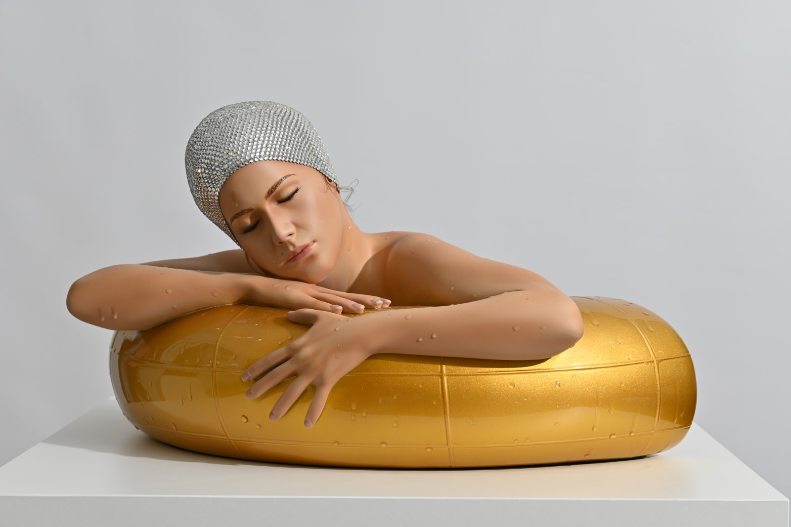 Carole A. Feuerman, Miniature Serena w/ Golden Yellow Tube and Clear Crystal Cap, 2024