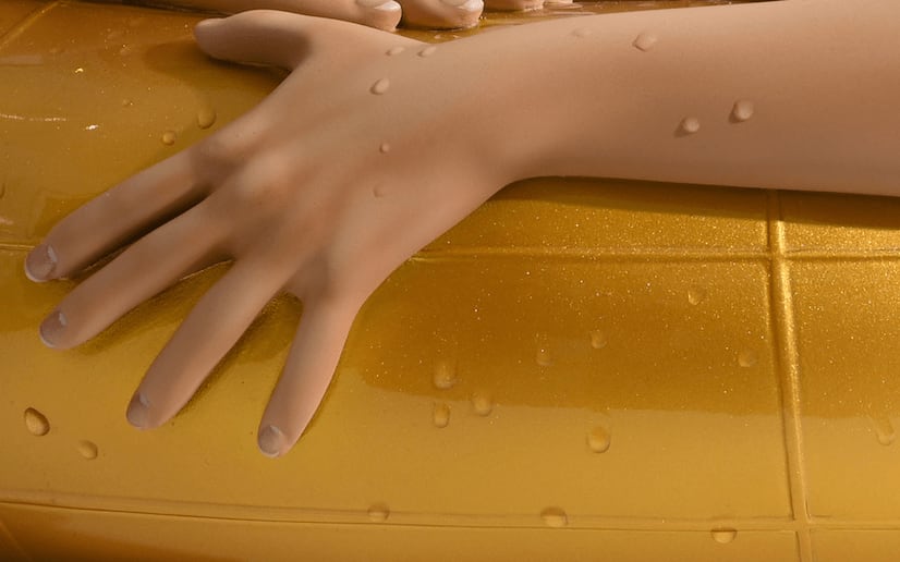 Carole A. Feuerman, Miniature Serena w/ Golden Yellow Tube and Clear Crystal Cap, 2024