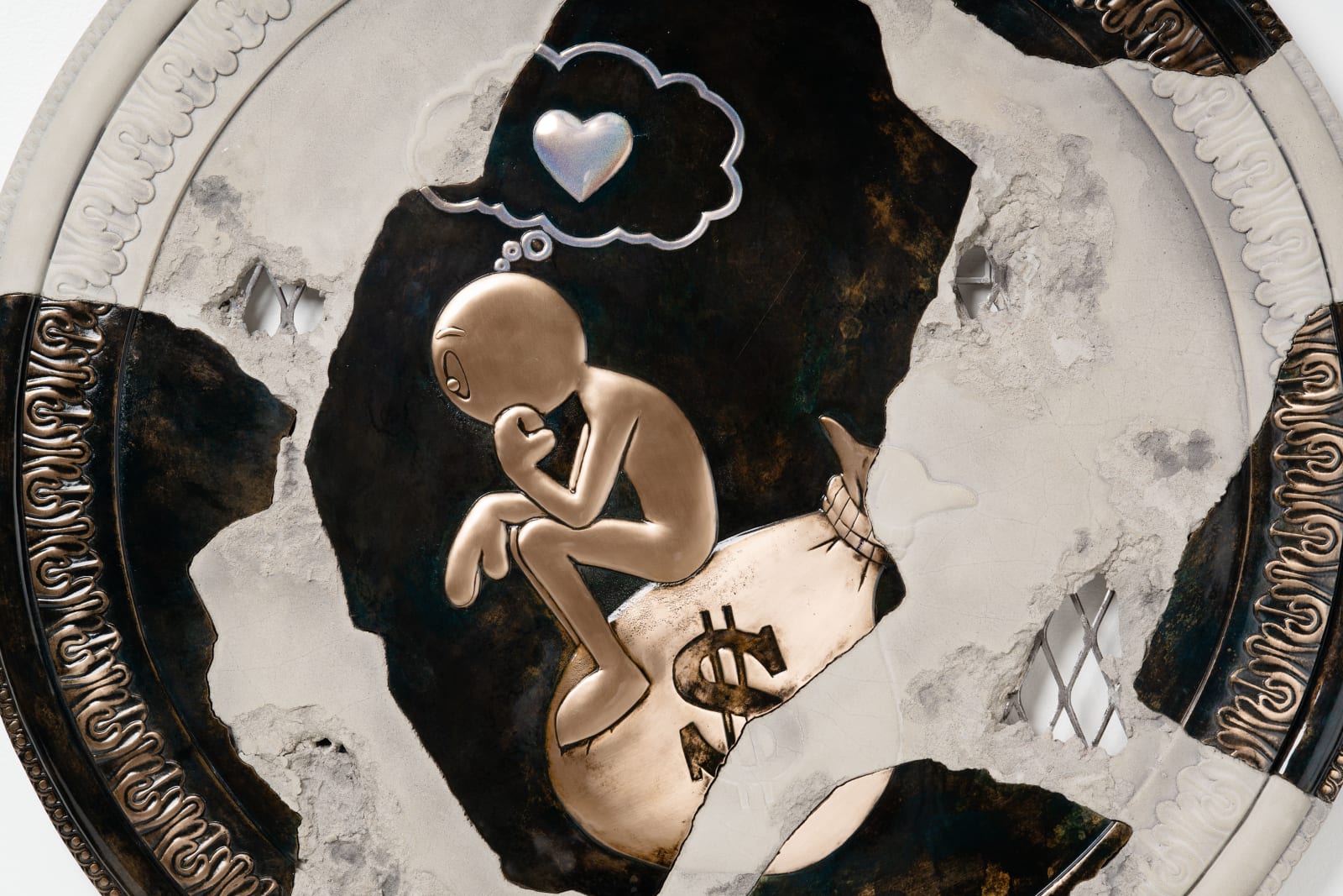 Kaï, The Thinker - Circle - Cement Plaque
