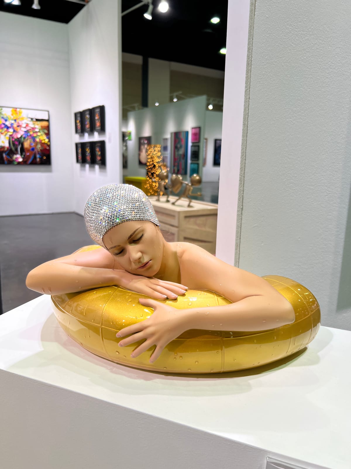 Carole A. Feuerman, Miniature Serena w/ Golden Yellow Tube and Clear Crystal Cap, 2024