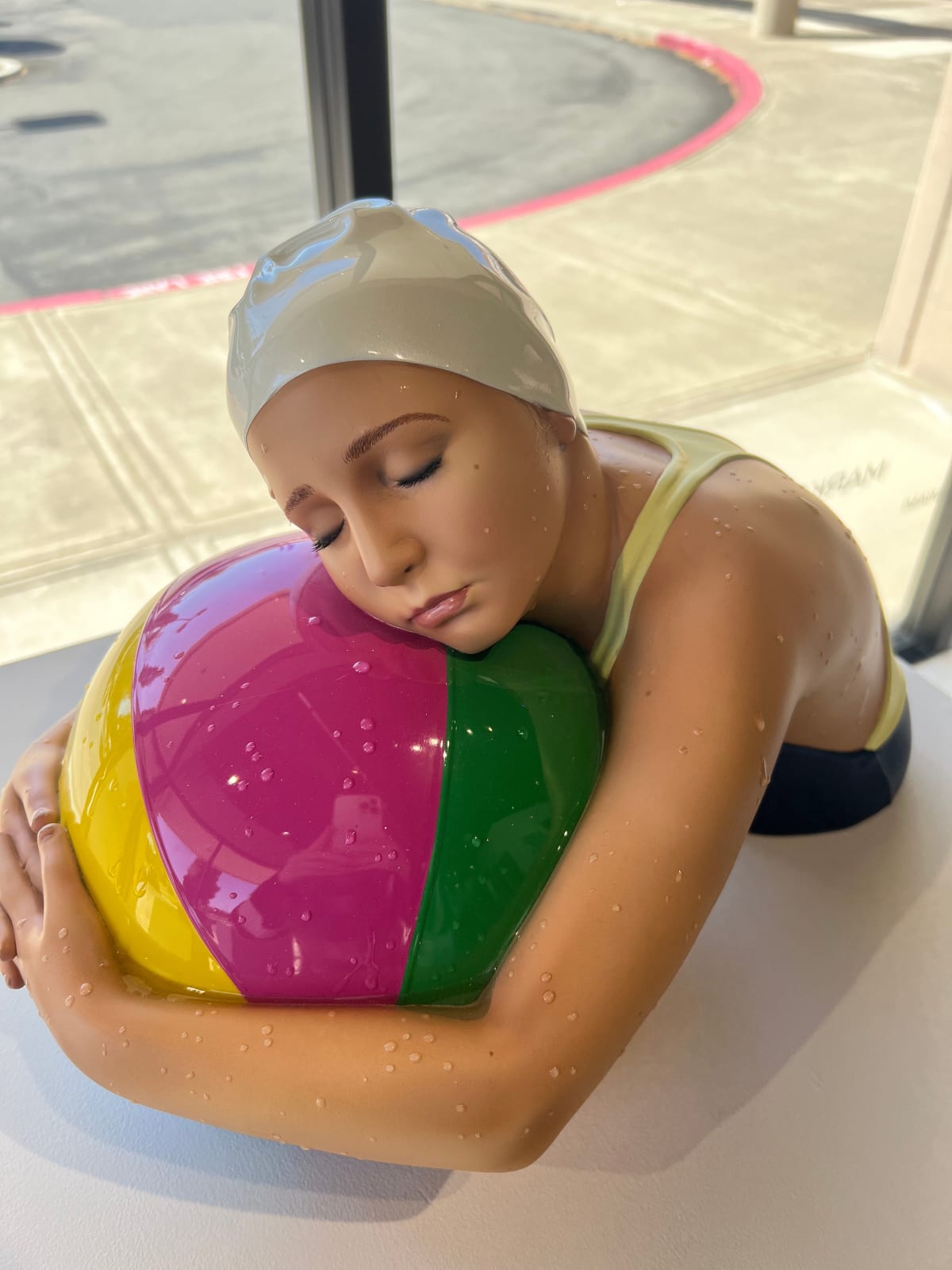 Carole A. Feuerman, Miniature Brooke w/ Beach Ball, 2017-21