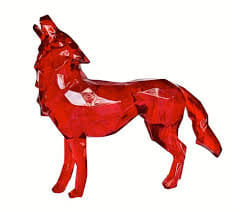 Richard Orlinski, Howling Wolf Crystal Clear Red 6/8 - 70 cm