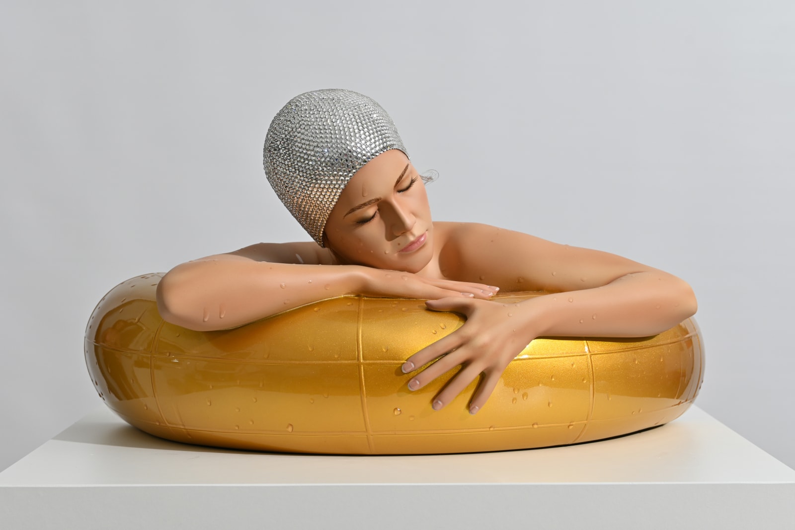 Carole A. Feuerman, Miniature Serena w/ Golden Yellow Tube and Clear Crystal Cap, 2024