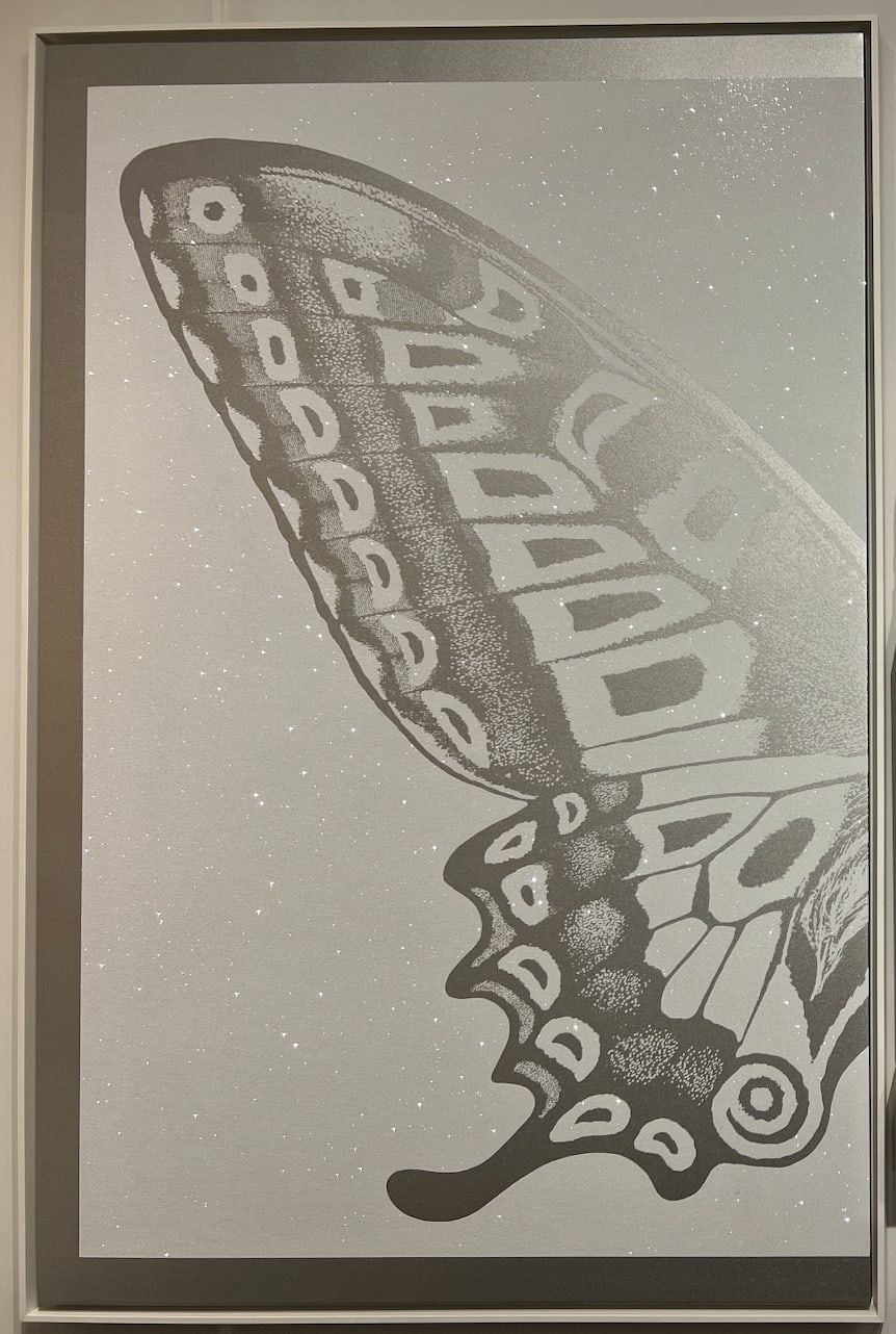 Rubem Robierb, Diptych Silver Butterfly III on White, 2019