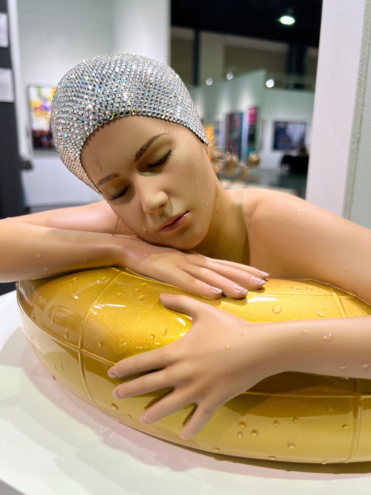 Carole A. Feuerman, Miniature Serena w/ Golden Yellow Tube and Clear Crystal Cap, 2024