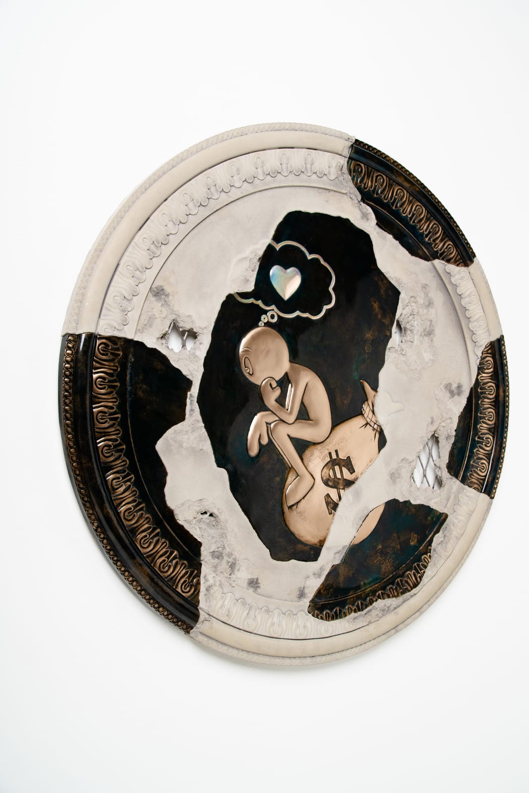 Kaï, The Thinker - Circle - Cement Plaque