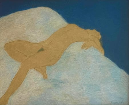 Pierre Boncompain, Nu renversé (pastel encadré)