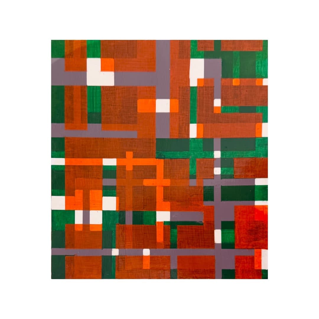 Beat Zoderer, Kubistisches Aquarell (Orange-Green), 2024