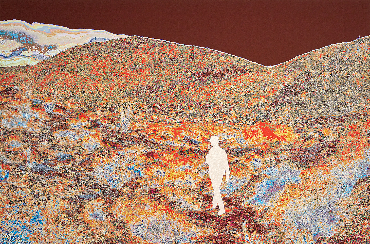 John Brinton Hogan, Photographer Scouting Locations, South of Palm Springs, CA, March 2015 (Rainbow and Blood Red, with Ivory Pearl and Glitter Blister), 2019