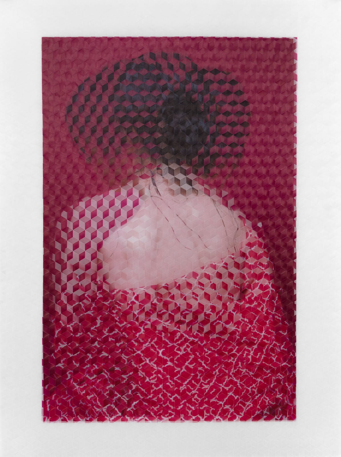 David Samuel Stern, Untitled Woven Portrait 13 (Red Look), 2020