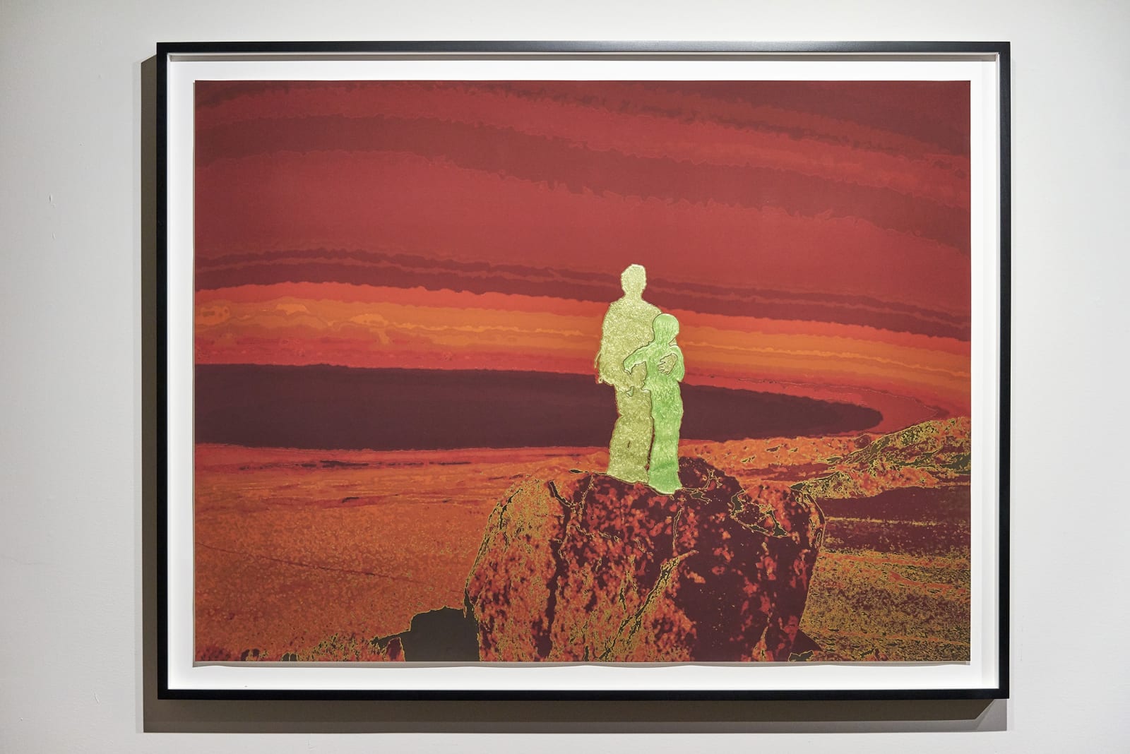John Brinton Hogan, Father and Son at Summit of Piedras Grandes, Anza Borrego Desert State Park, California, March 2010 (maroon, blood, and Titian reds, burnt orange, and chartreuse with green pearl glitter blisters), 2019