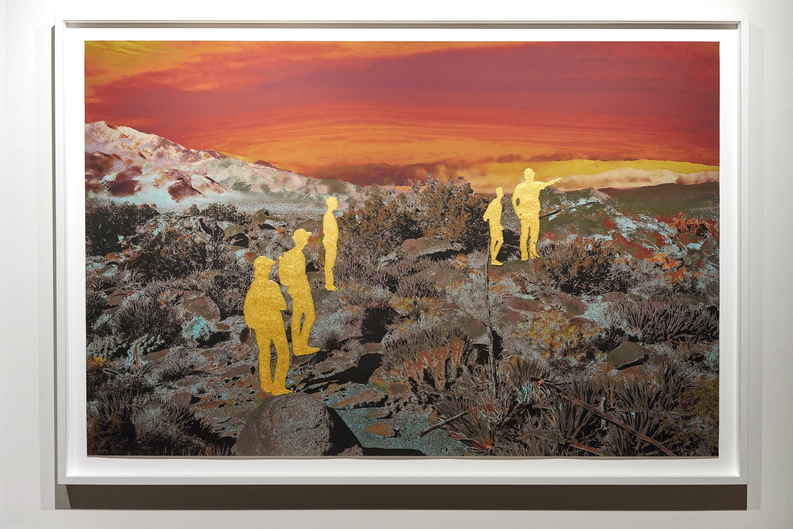 John Brinton Hogan, Recreational Hikers Near the Summit of Ghost Mountain, Anza Borrego Desert State Park, California, November 2017 (black, turquoise, red/orange with gold pearl and glitter blisters), 2019