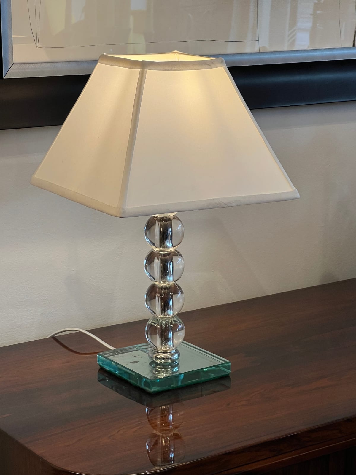 Jacques Adnet, Pair of Glass Table Lamps, 1930