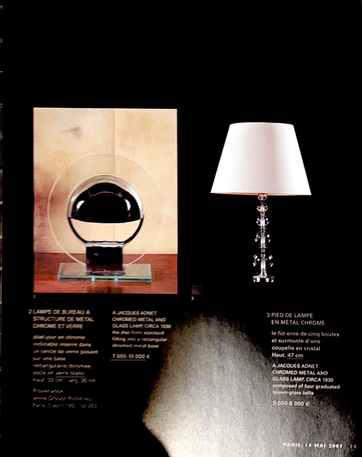 Jacques Adnet, Pair of Glass Table Lamps, 1930