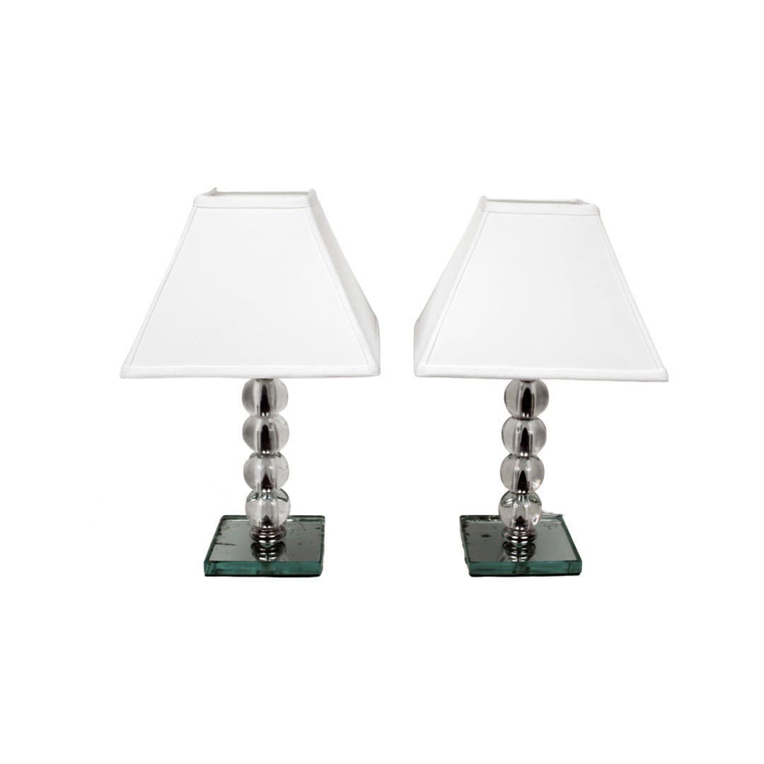 Jacques Adnet, Pair of Glass Table Lamps, 1930