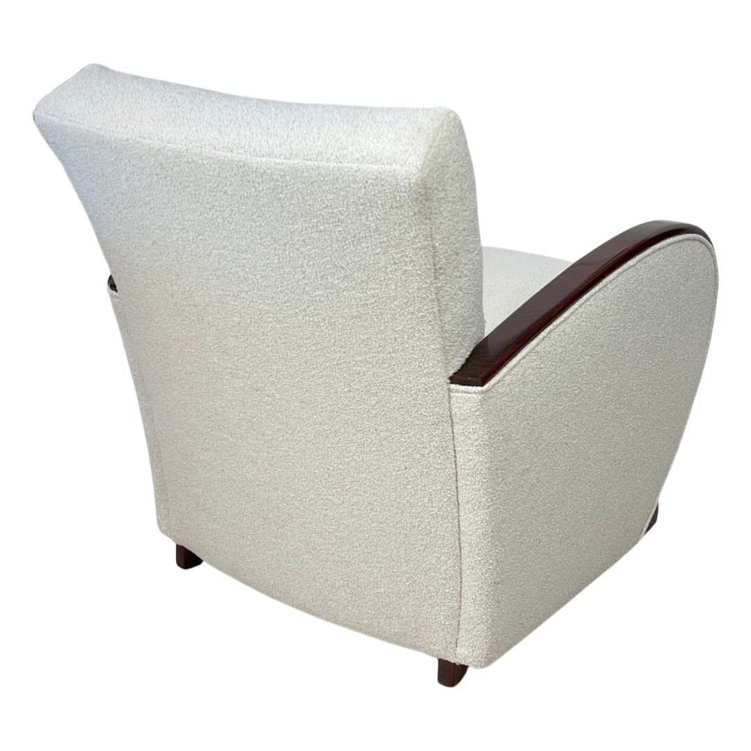 TRAVAIL ART DÉCO, Bouclé and Rosewood Club Chair` , 1930