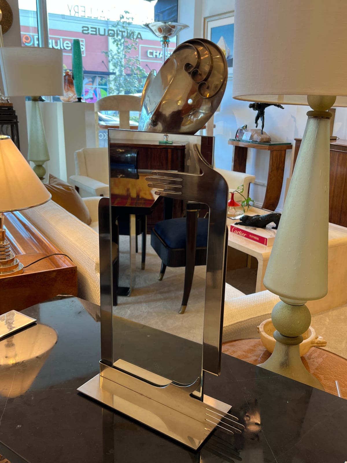 Hagenauer, Franz, Nickel Plated Tabletop Mirror, 1950