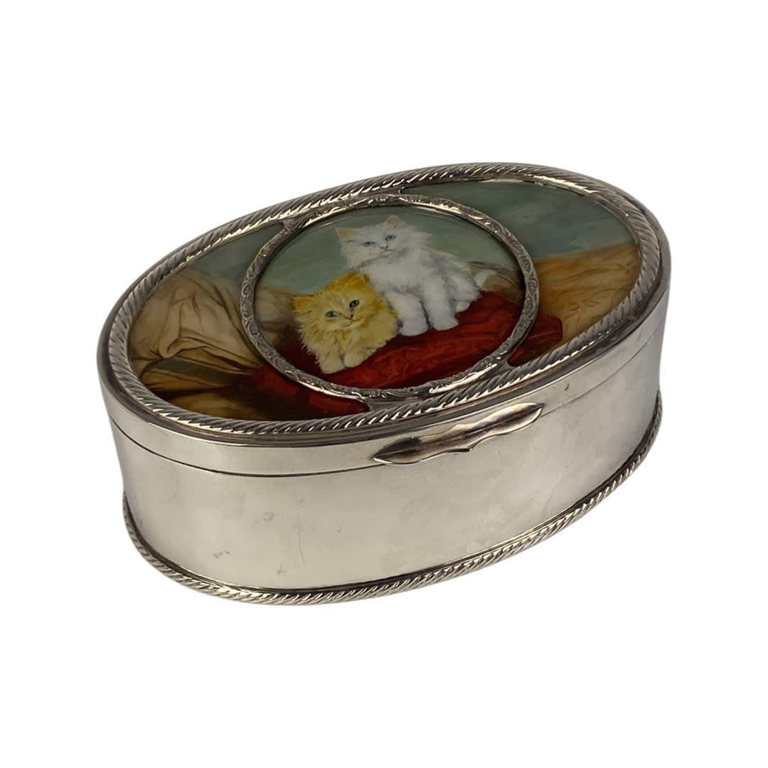 TRAVAIL ART DÉCO, Art Deco Enameled Sterling Box, 1930