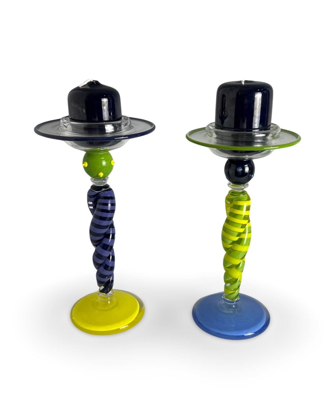TRAVAIL ART DÉCO, Pair of Glass Candlesticks, 2008