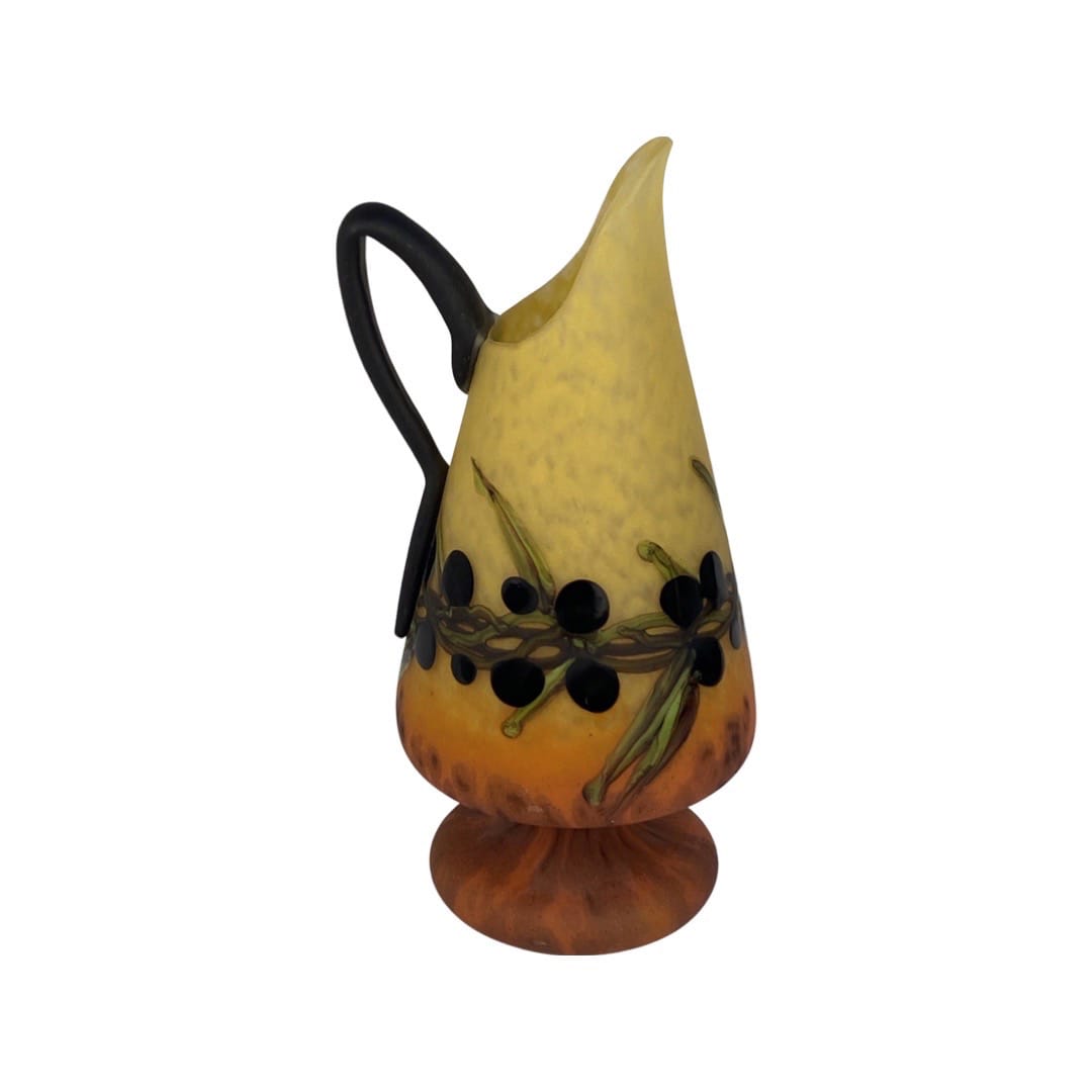 Charles Schneider, Olives Glass Pitcher/Vase, circa 1925