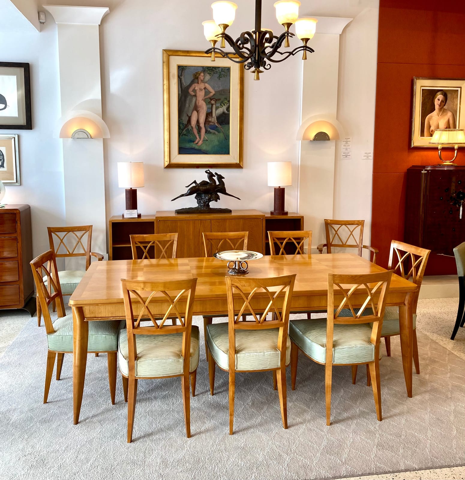 Baptistin Spade, Dining Table with 12 chairs , circa 1940