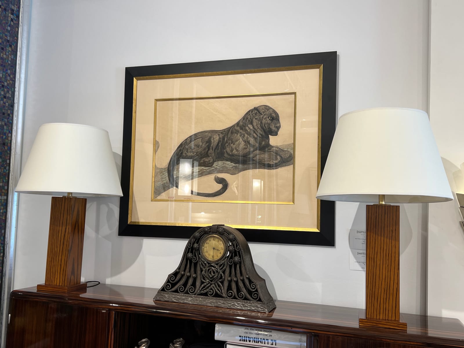 TRAVAIL ART DÉCO, Pair of French Mid-Century Oak Table Lamps, 1955