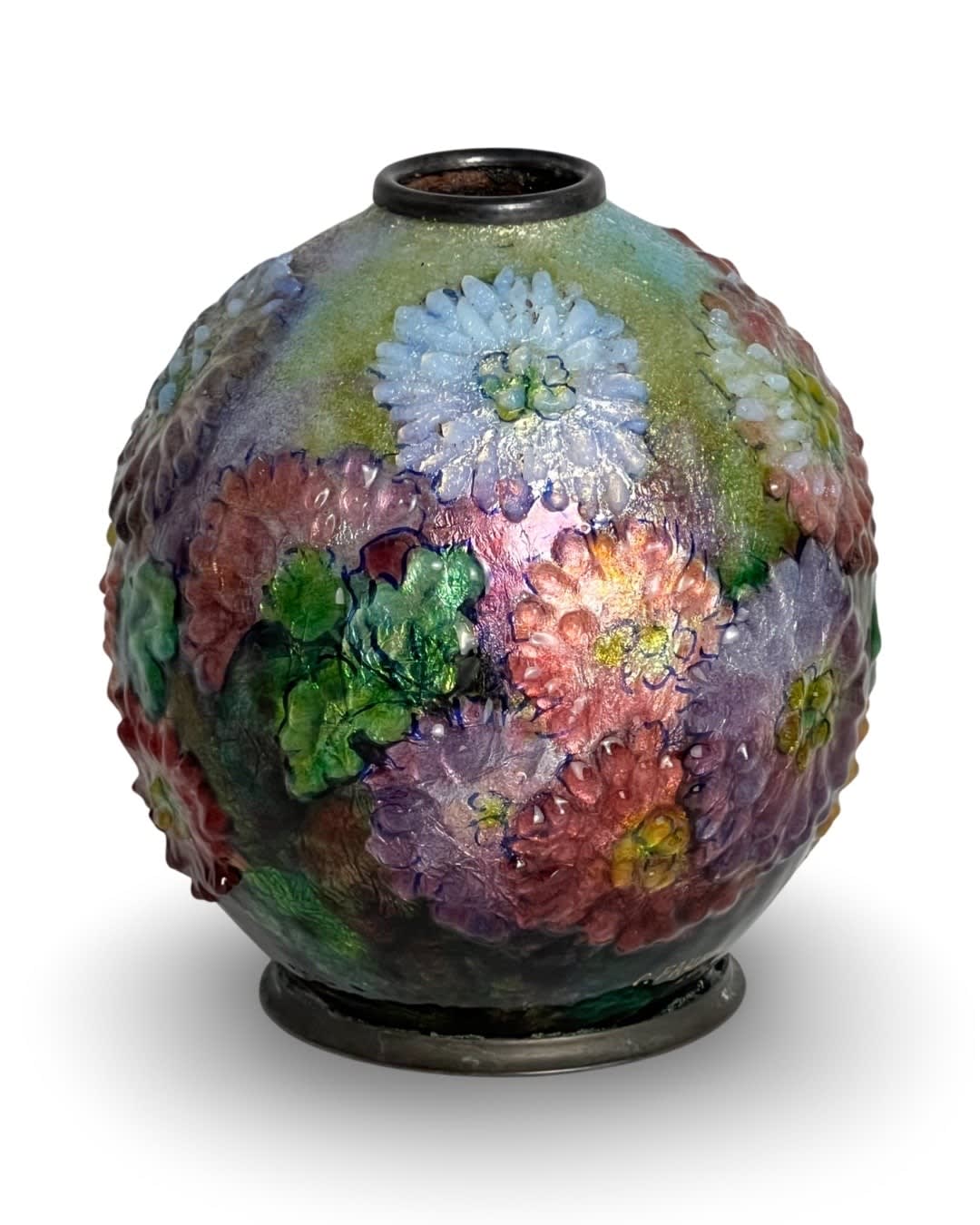 Camille Faure, Enamel Floral Vase, 1933