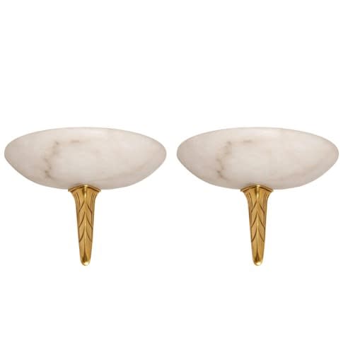 TRAVAIL ART DÉCO, Pair of Art Deco Style Sconces, 1990