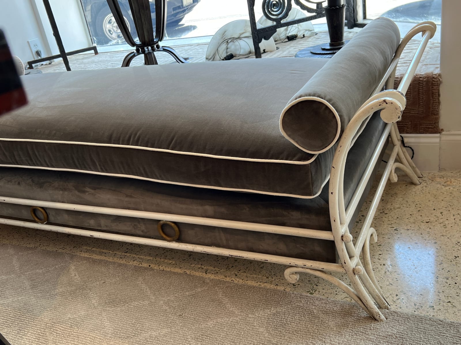 René Drouet, Wrought Iron Daybed/Chaise Lounge, circa 1940